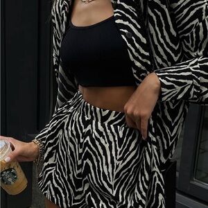 Zebra Print Blazer and Shorts Set